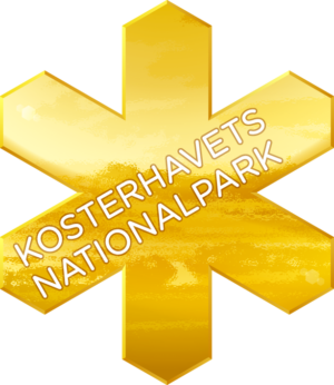 kosterhavets nationalparks logotyp - en sexuddig guldstjärna med Kosterhavets nationalpark skrivet inuti.
